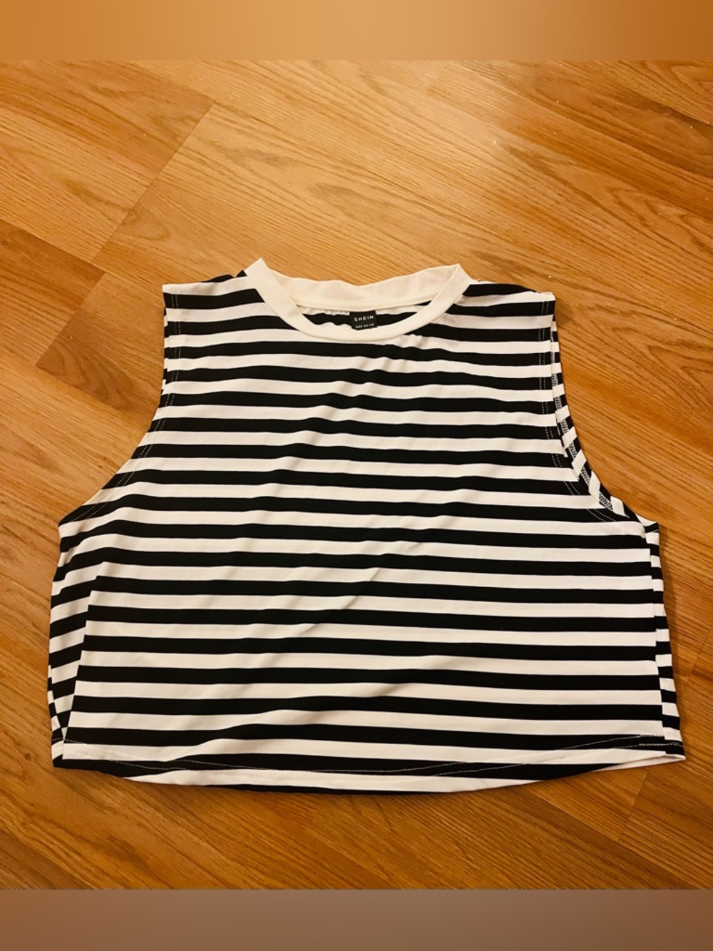Striped Black & White Cropped Tank Top